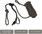 Proven Wild Treestand Lifeline Rope for Hunting - 30 ft Harness Lifeline Non-Reflective with Prusik Knot and Single Carabiner