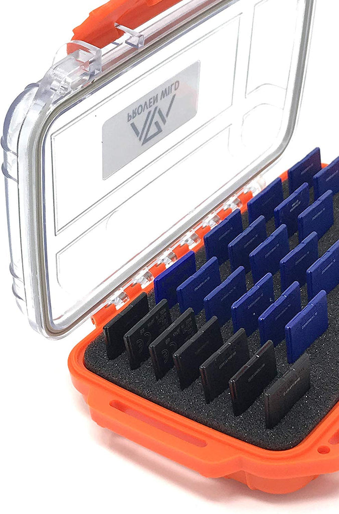 Waterproof SD Card Holder - Holds 35 Standard SD Cards Upright