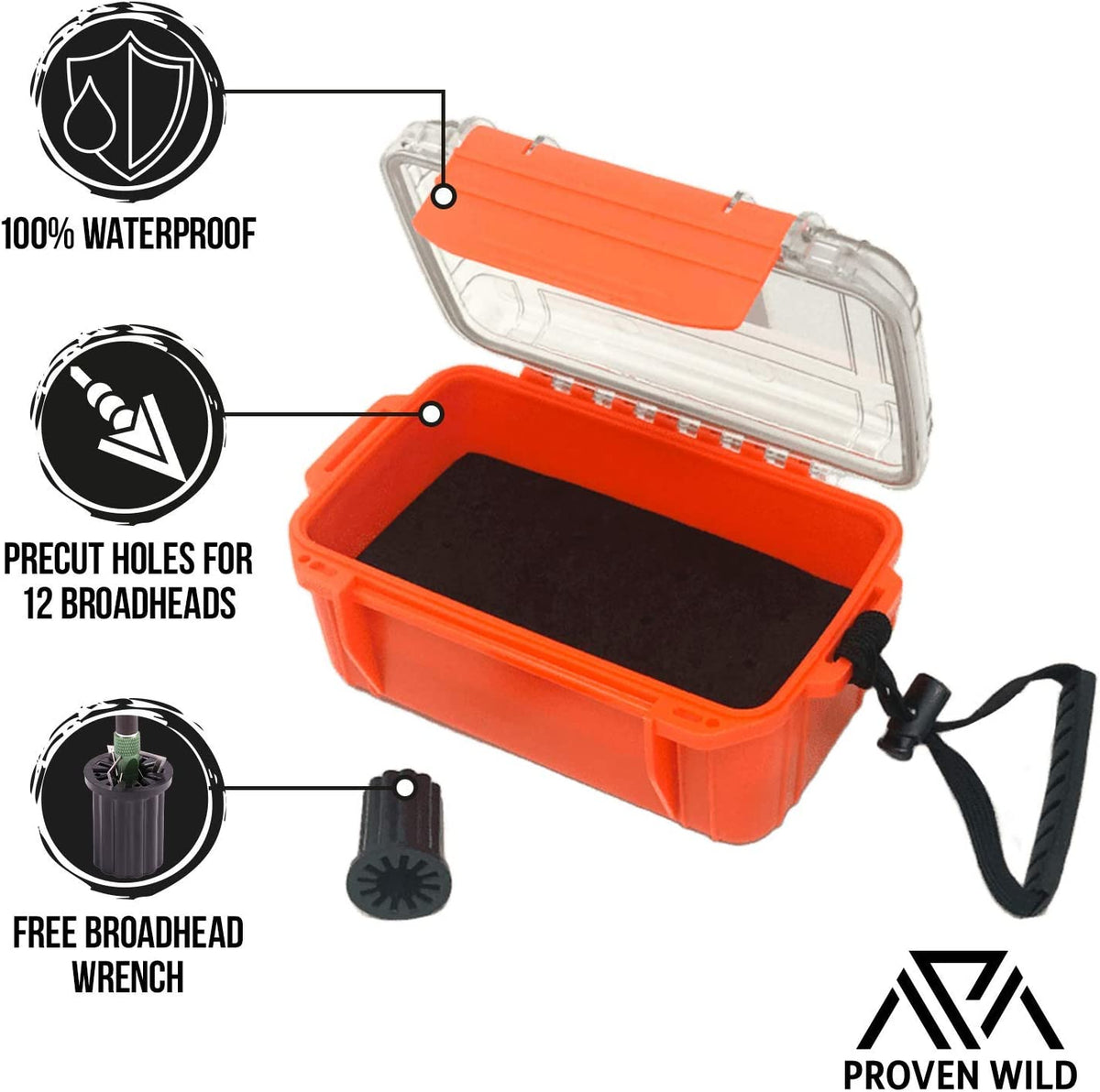 Proven Wild Waterproof Broadhead Case - Rugged Floating Box Holds 12 L ...